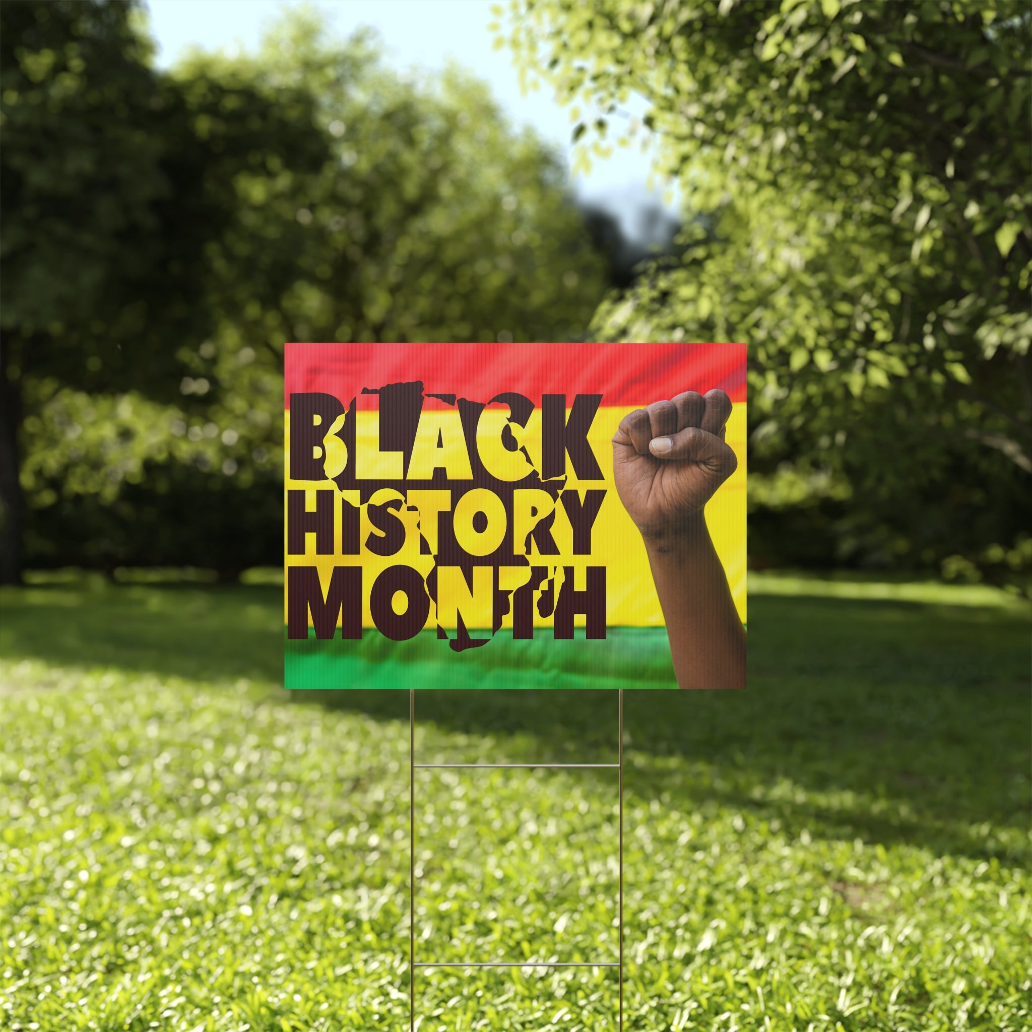 Black History Month Pan-African Yard Sign | 24x18" | Double-Sided | Made in USA - Prideful Roots