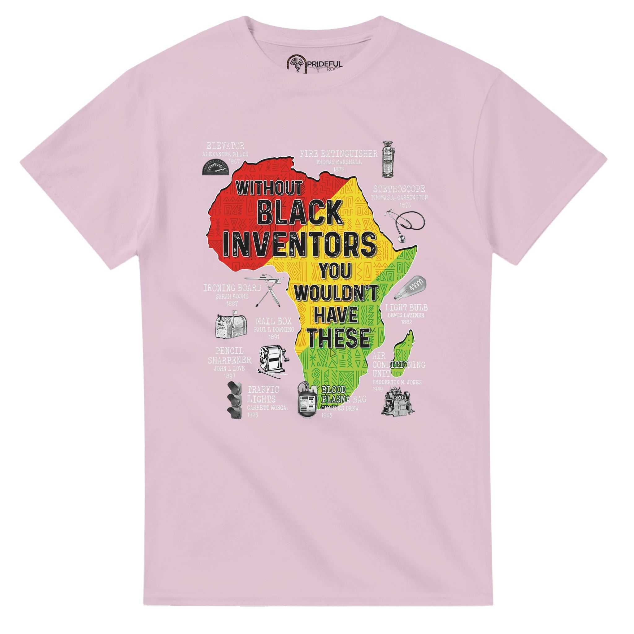 Black Inventors Africa Map T-shirt For Men & Women - Prideful Roots