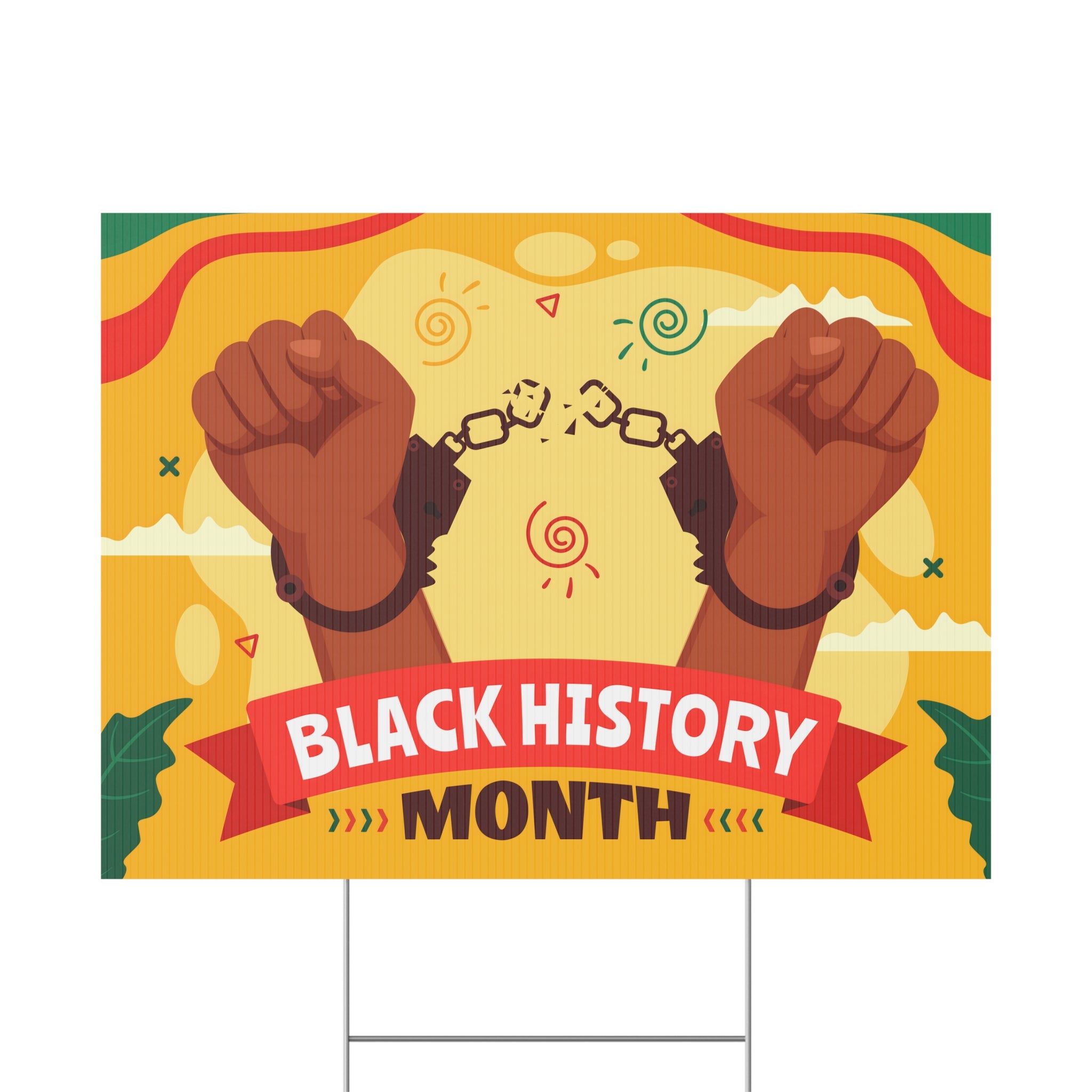 Fists of Freedom Black History Month - Yard Sign | 24x18" | Double-Sided | Made in USA - Prideful Roots