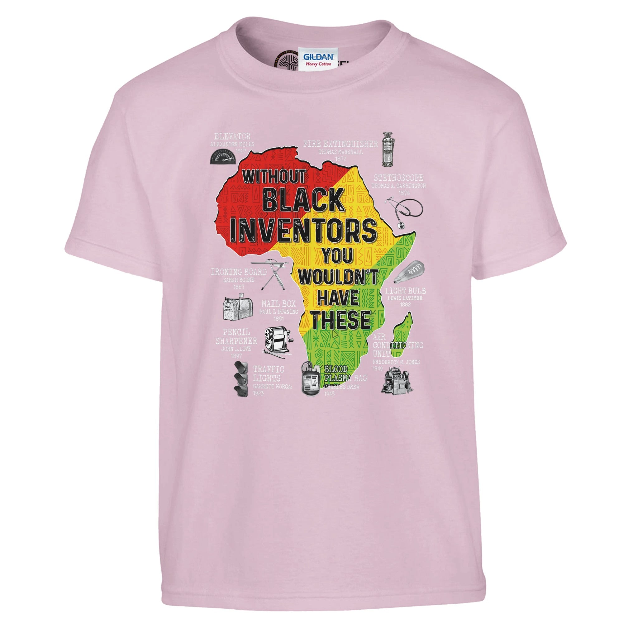 Black Inventors Africa Map T-shirt For Kids - Prideful Roots
