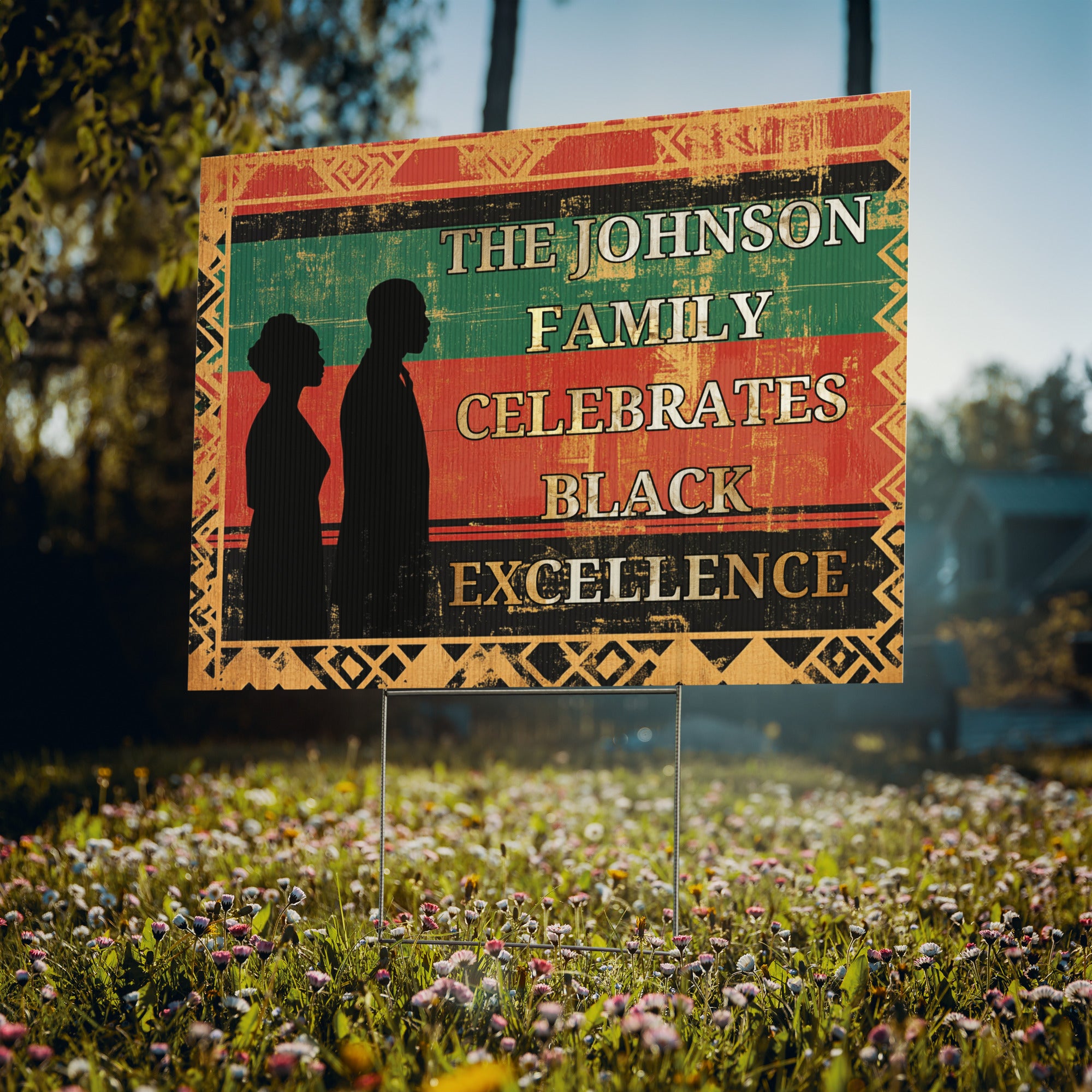 Personalized Black Excellence Yard Sign | Custom Family Name | 24x18" | Made in USA - Prideful Roots