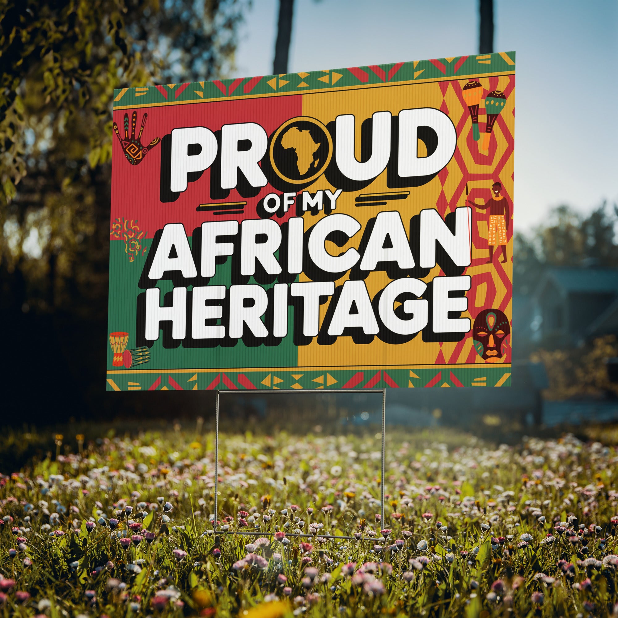Proud of My African Heritage Yard Sign | 24x18" | Double-Sided | Made in USA - Prideful Roots