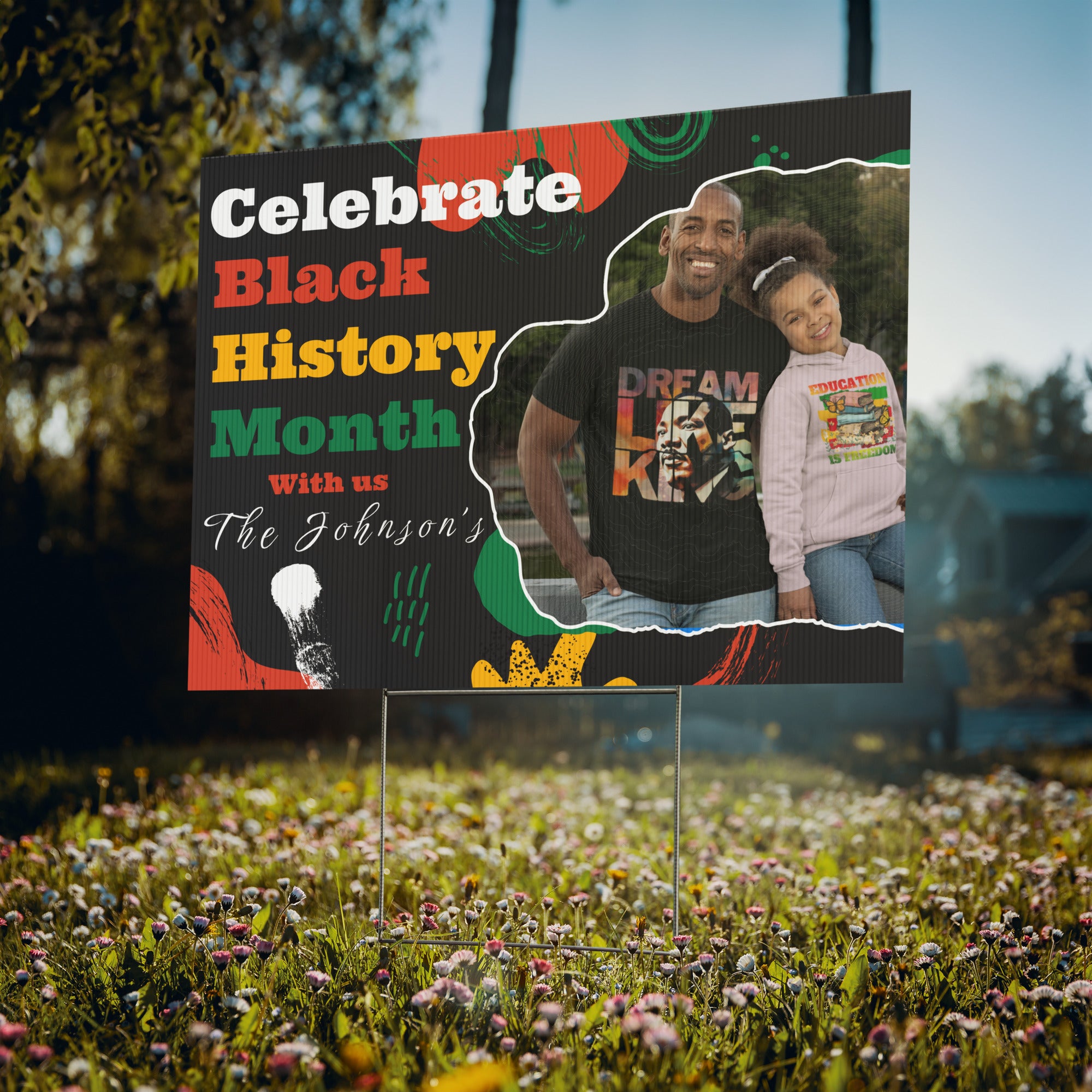 Personalized Black History Month Yard Sign – Custom Family Photo & Name | 24x18" | Made in USA - Prideful Roots