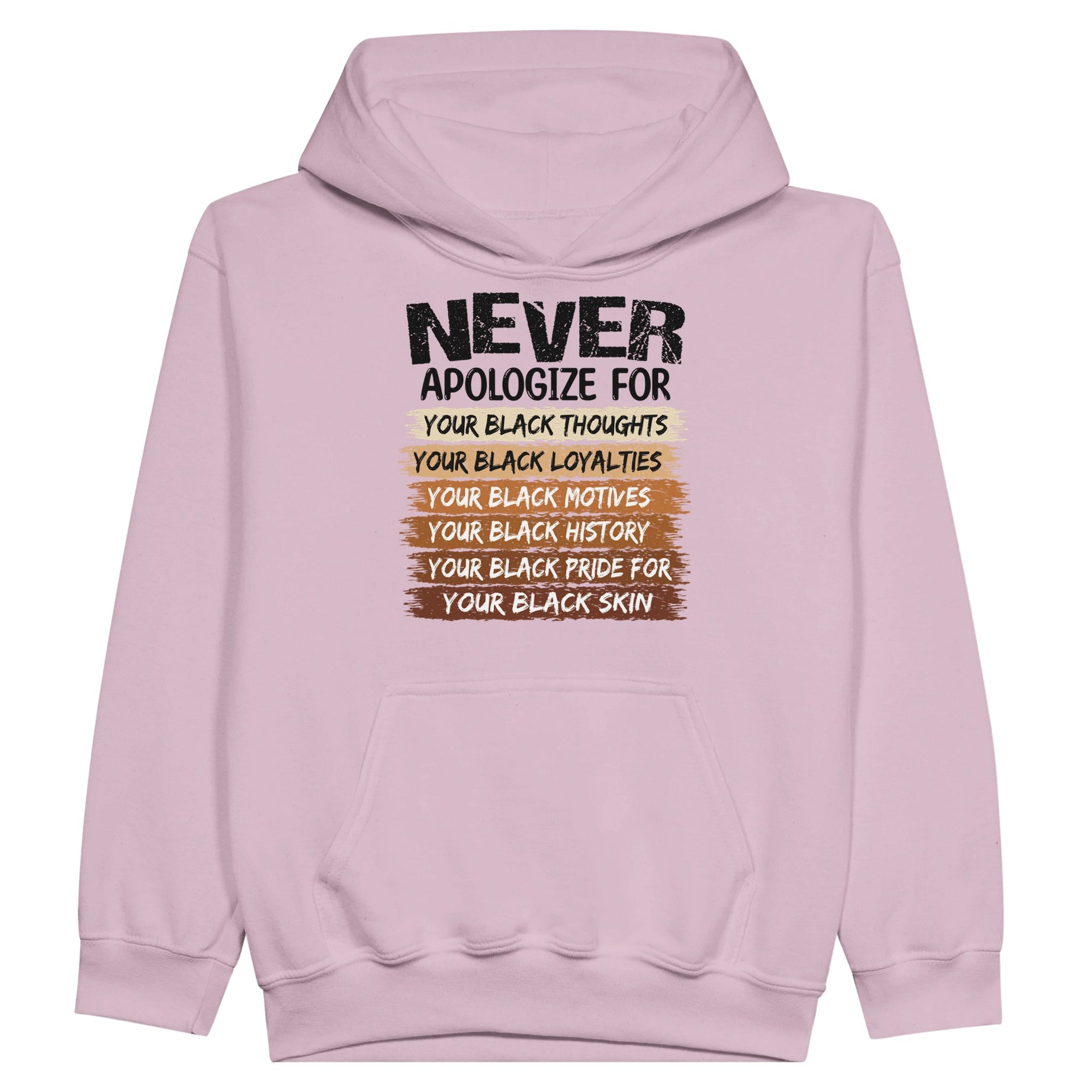 Never Apologize For Your Blackness Hoodie For Kids - Prideful Roots