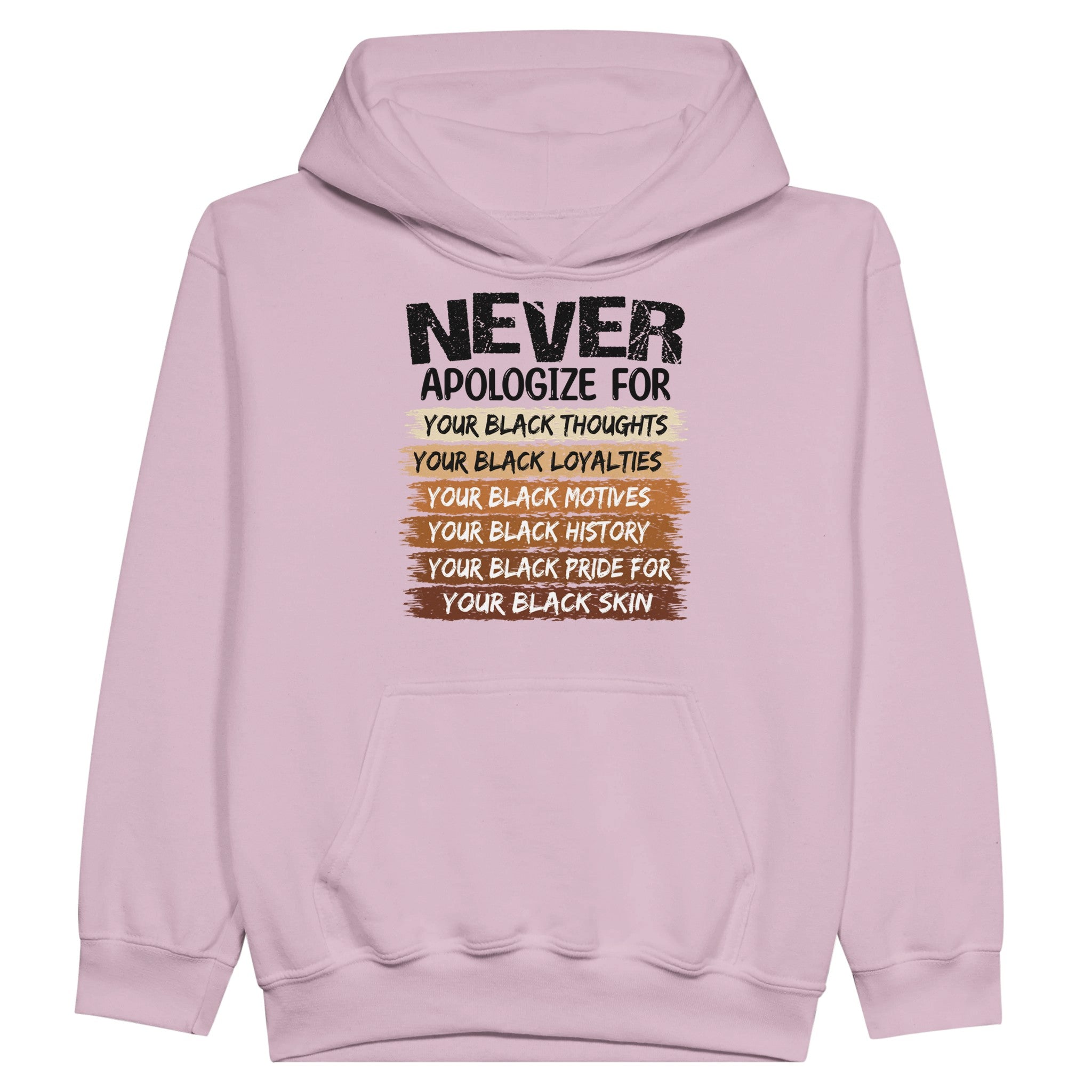 Never Apologize For Your Blackness Hoodie For Kids - Prideful Roots