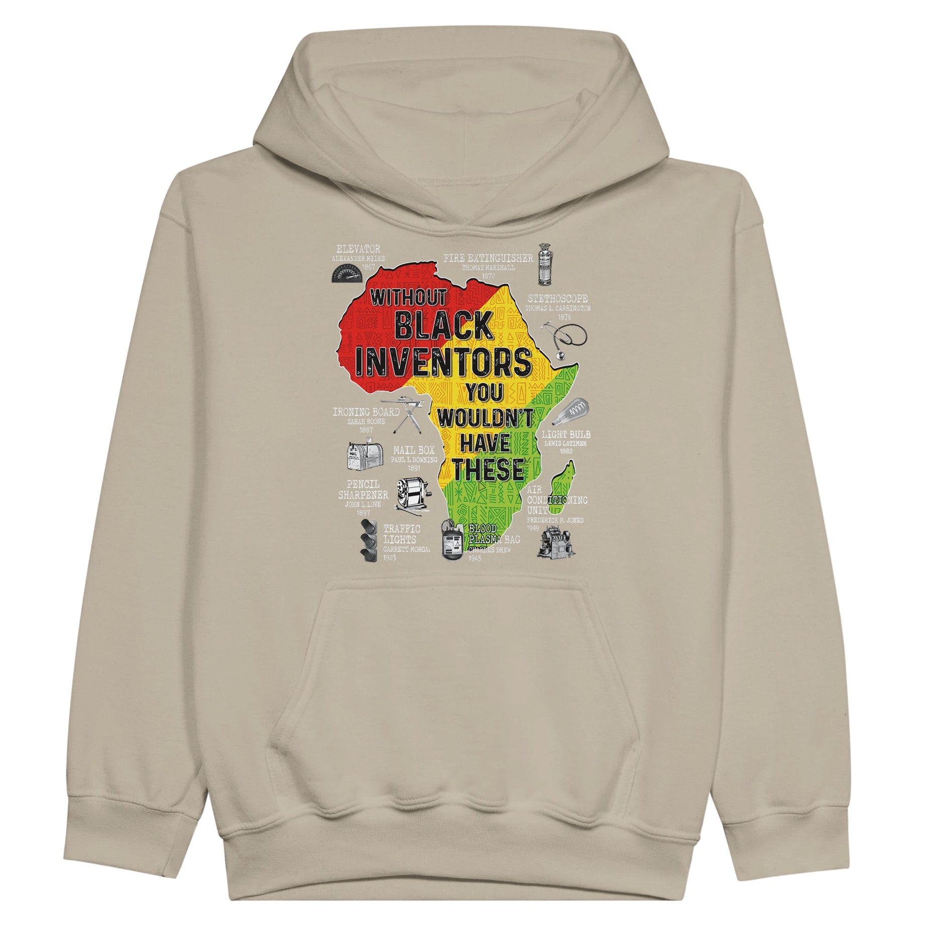 Black Inventors Africa Map Hoodie For Kids - Prideful Roots