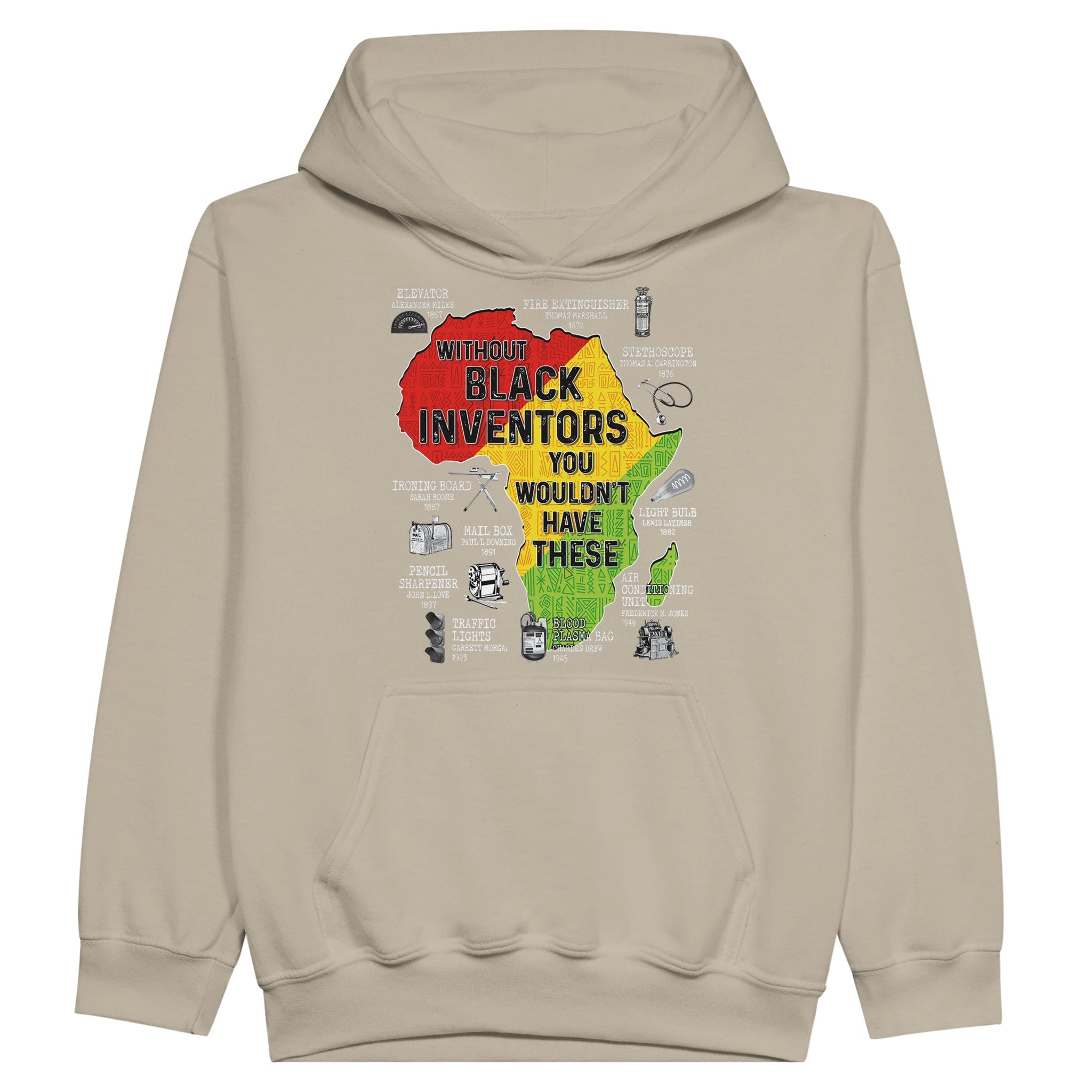 Black Inventors Africa Map Hoodie For Kids - Prideful Roots