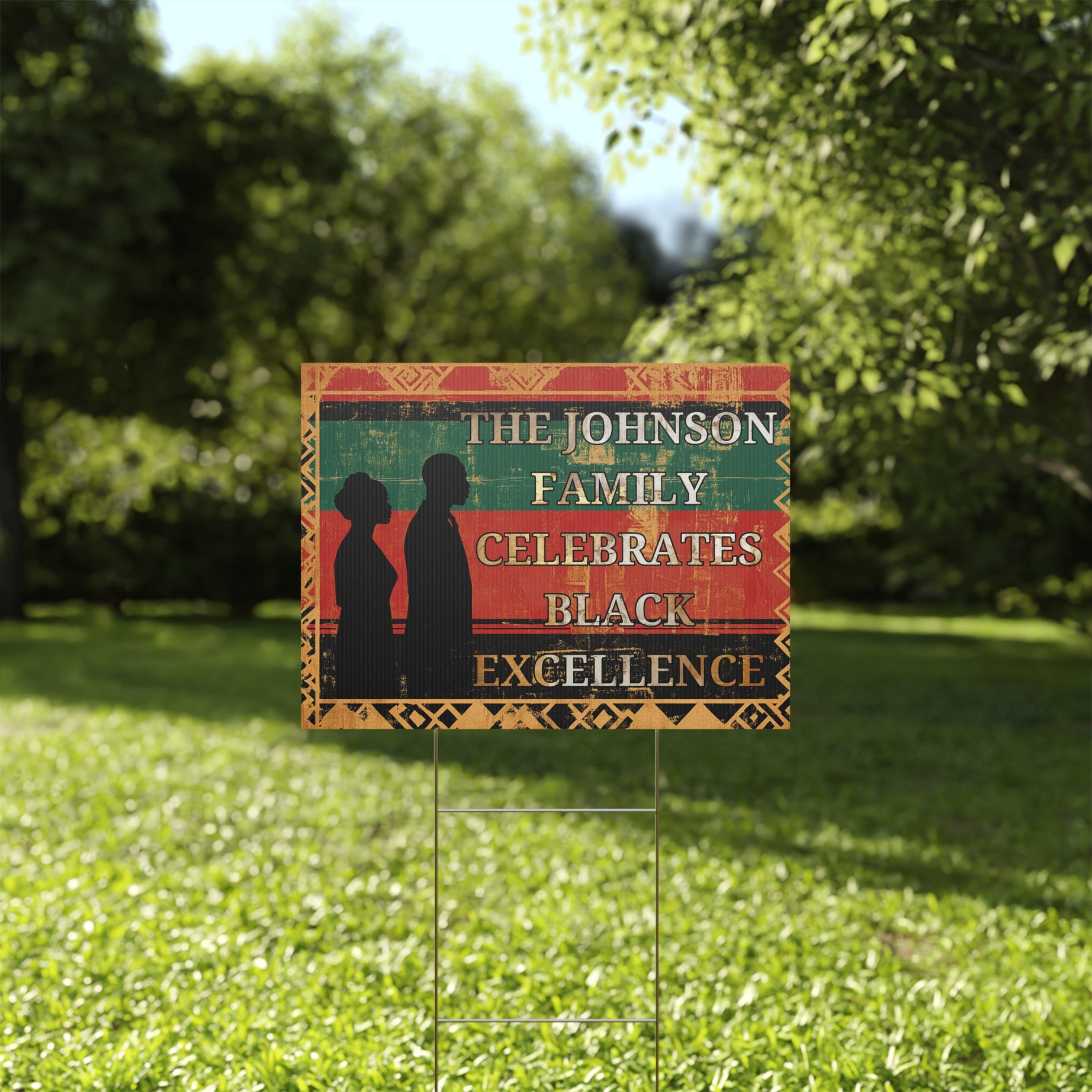 Personalized Black Excellence Yard Sign | Custom Family Name | 24x18" | Made in USA - Prideful Roots