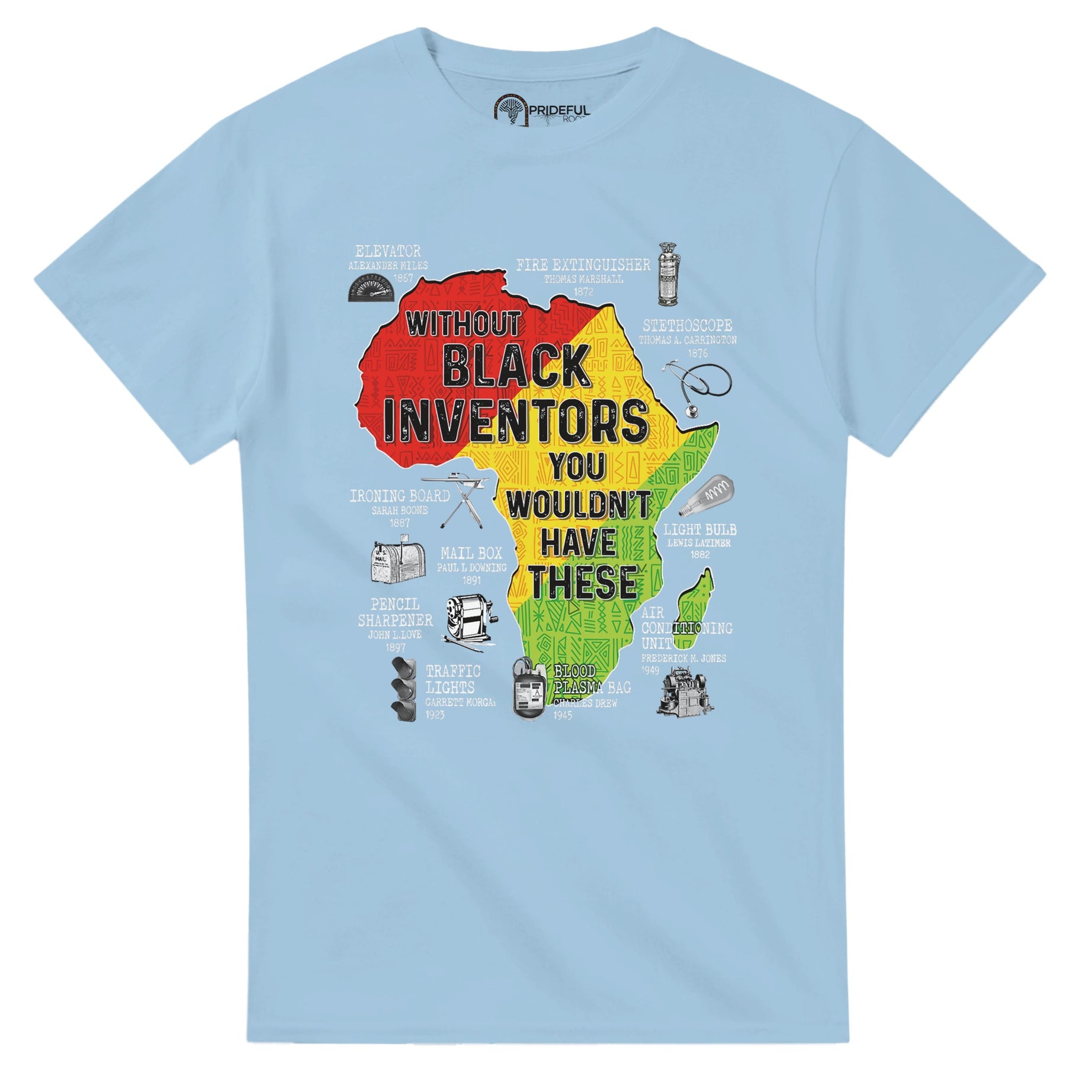 Black Inventors Africa Map T-shirt For Men & Women - Prideful Roots