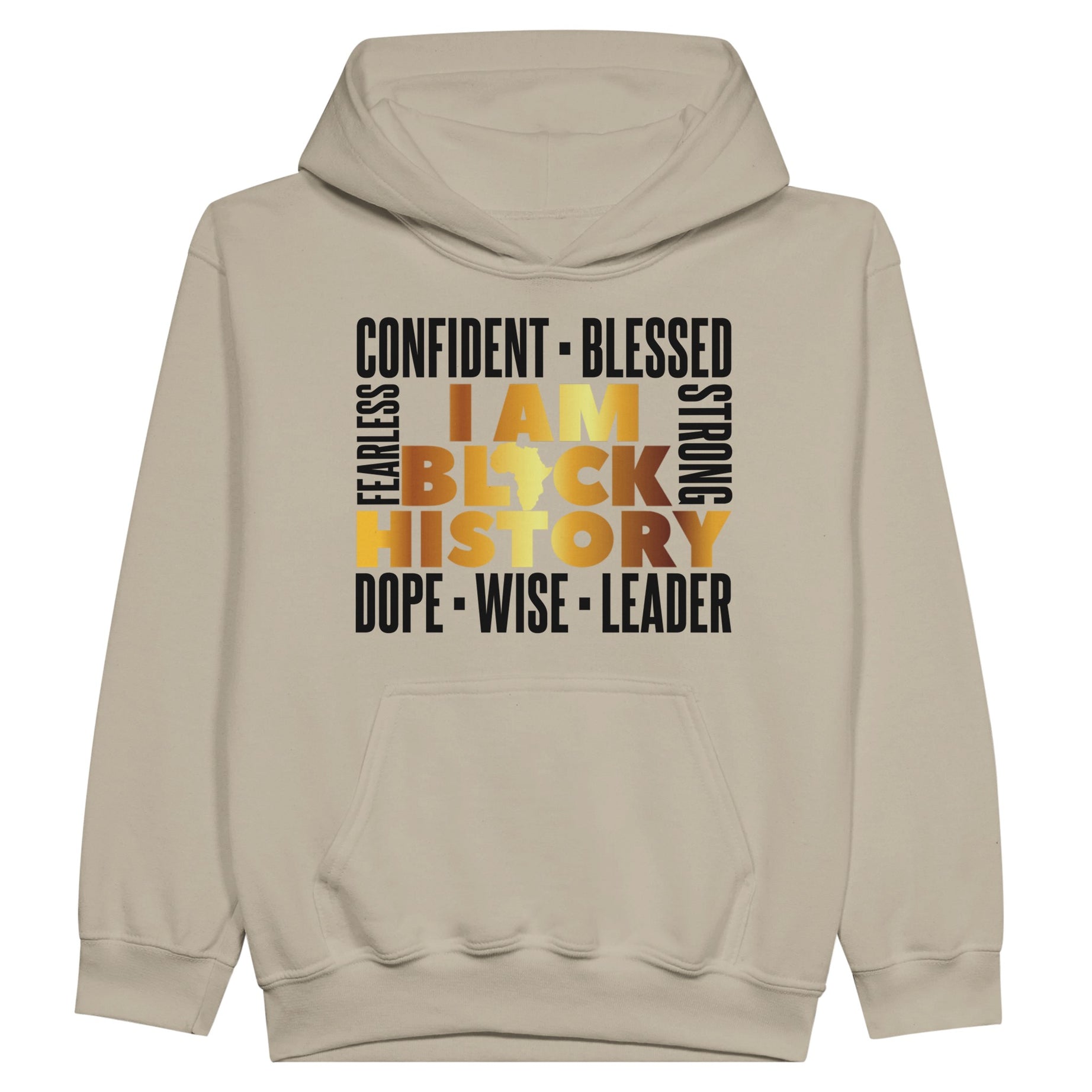 I Am Black History Golden Hoodie For Kids - Prideful Roots
