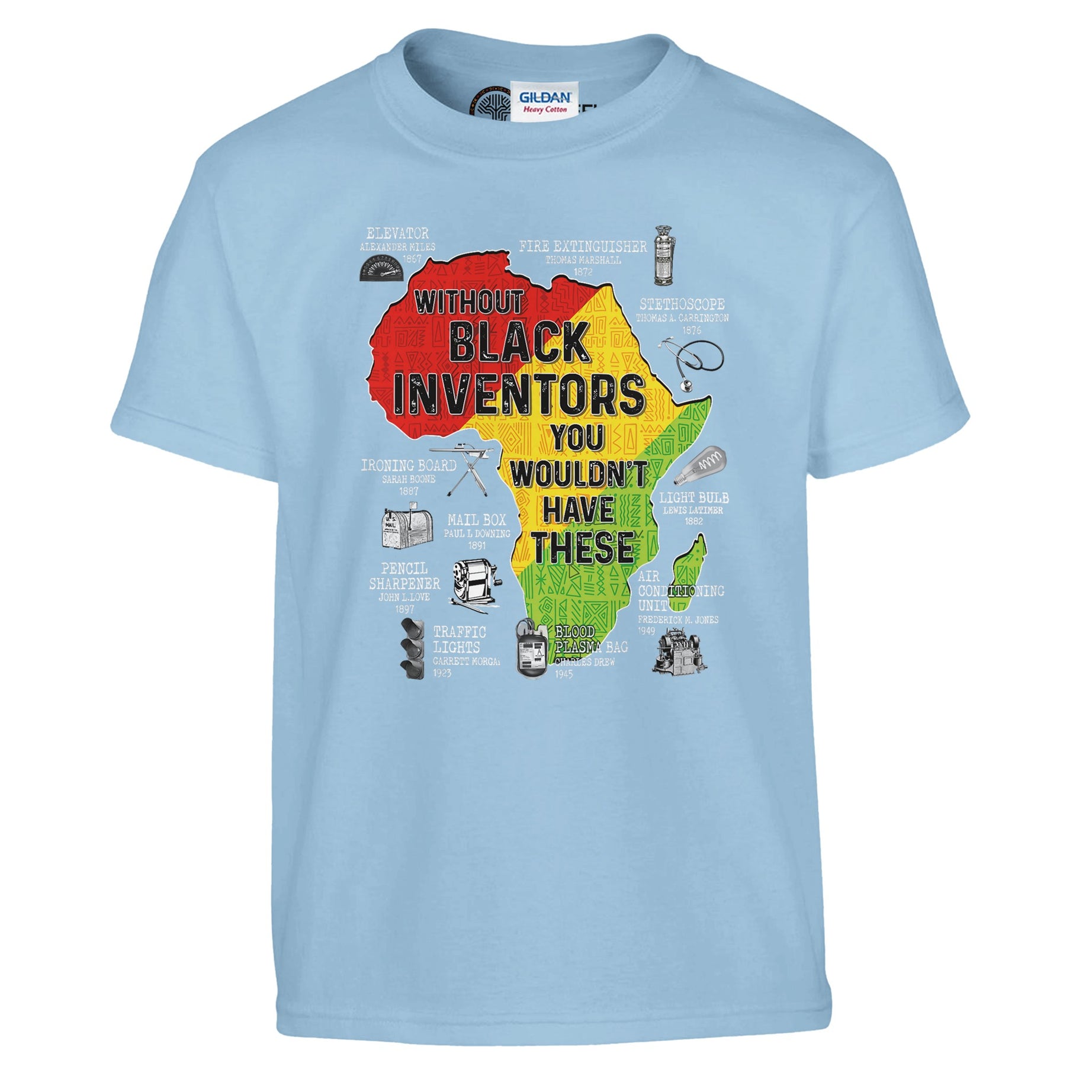 Black Inventors Africa Map T-shirt For Kids - Prideful Roots