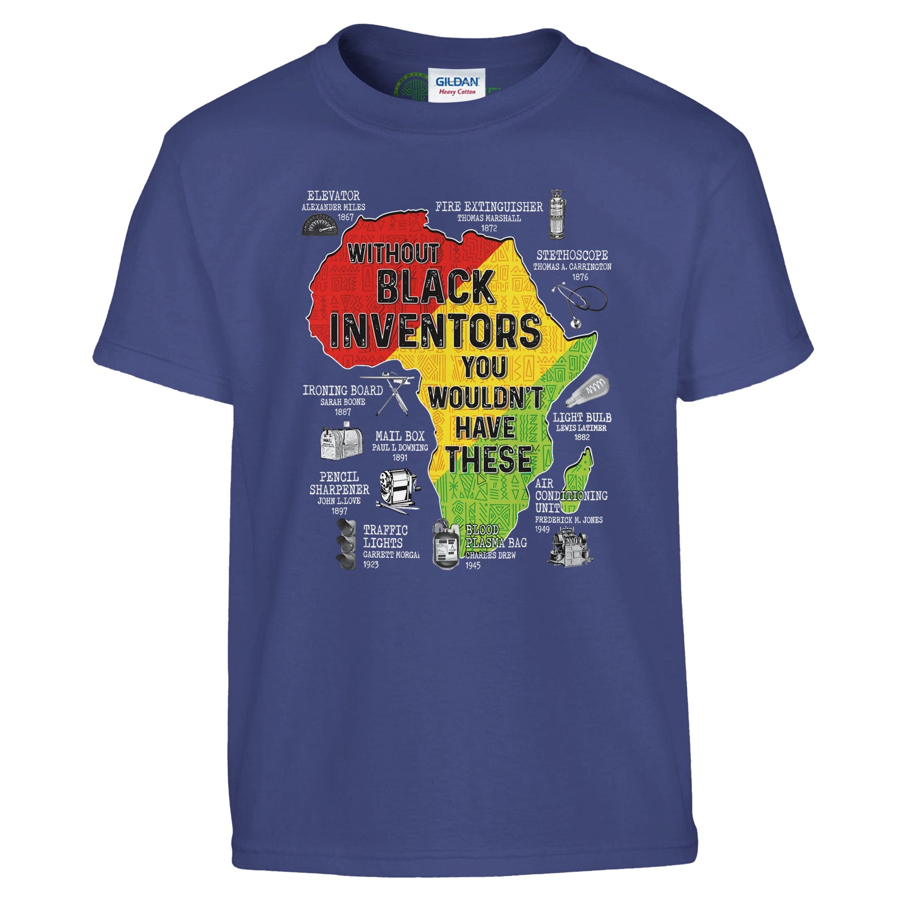 Black Inventors Africa Map T-shirt For Kids - Prideful Roots