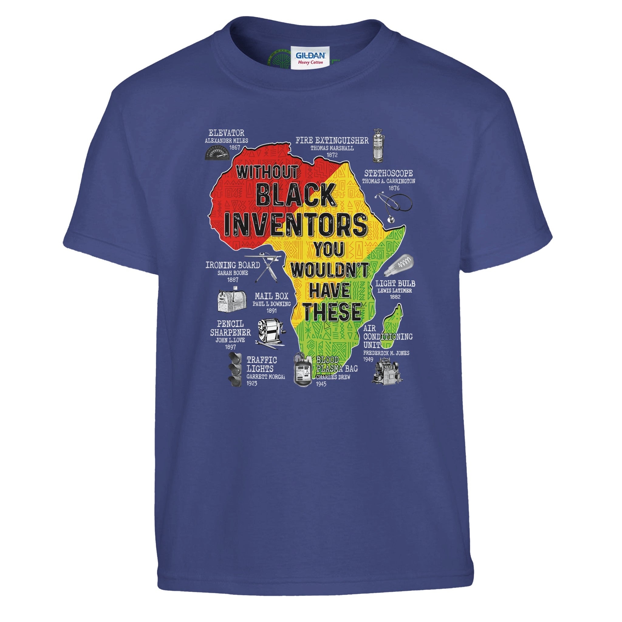 Black Inventors Africa Map T-shirt For Kids - Prideful Roots