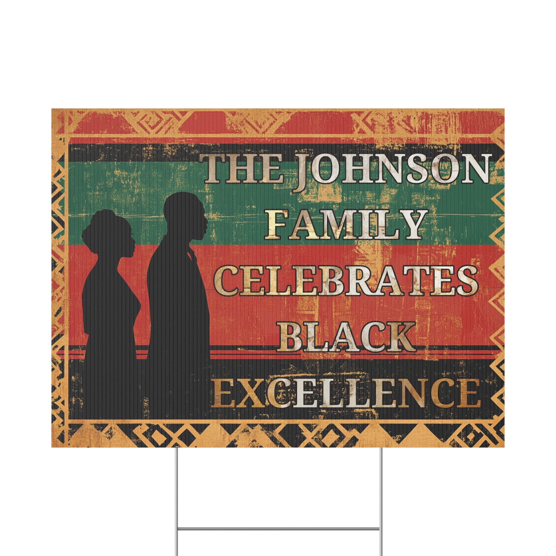 Personalized Black Excellence Yard Sign | Custom Family Name | 24x18" | Made in USA - Prideful Roots