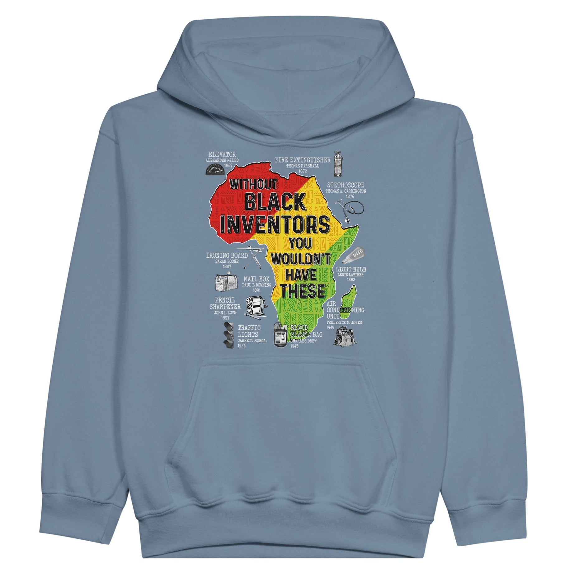Black Inventors Africa Map Hoodie For Kids - Prideful Roots