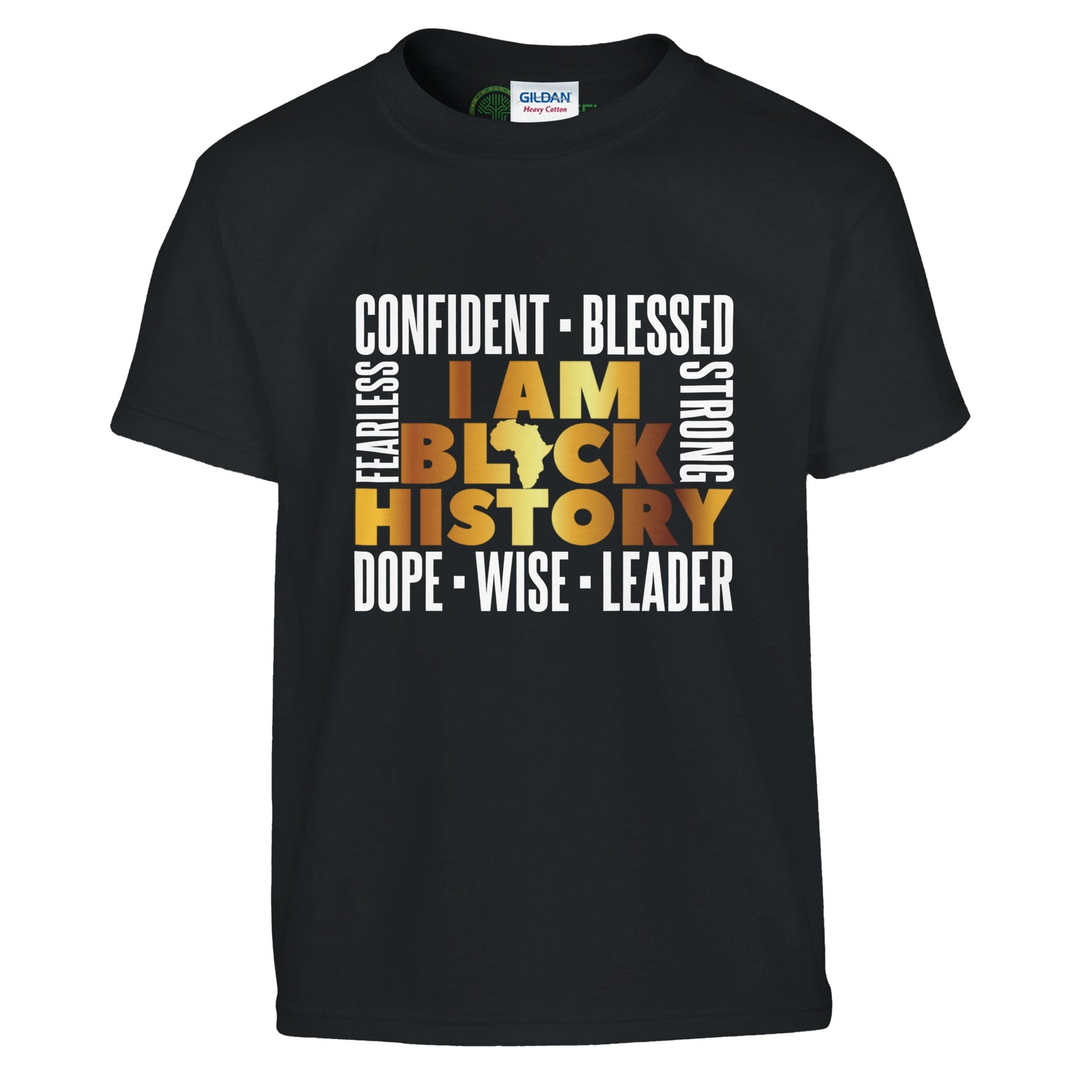 I Am Black History Golden T-shirt For Kids - Prideful Roots