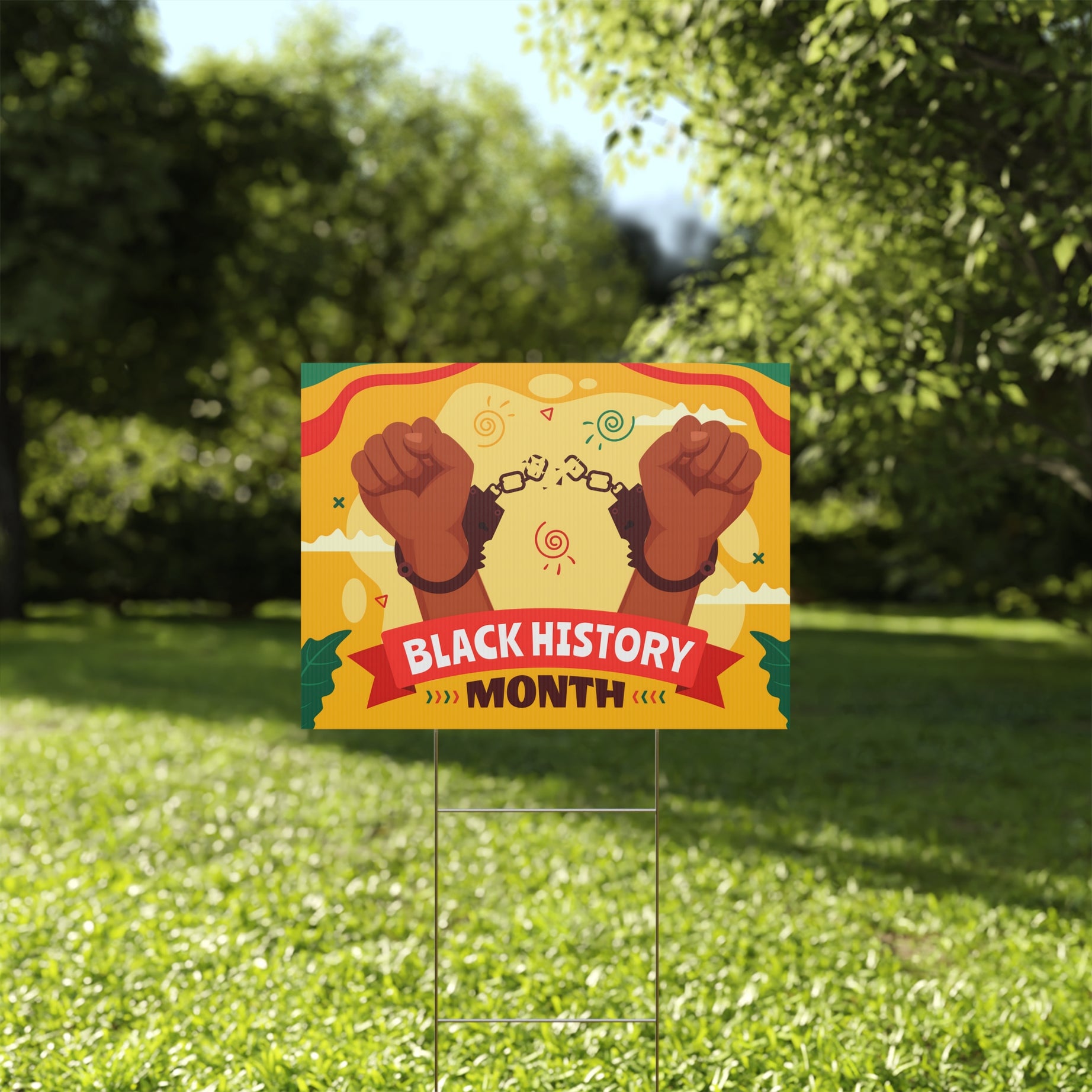 Fists of Freedom Black History Month - Yard Sign | 24x18" | Double-Sided | Made in USA - Prideful Roots