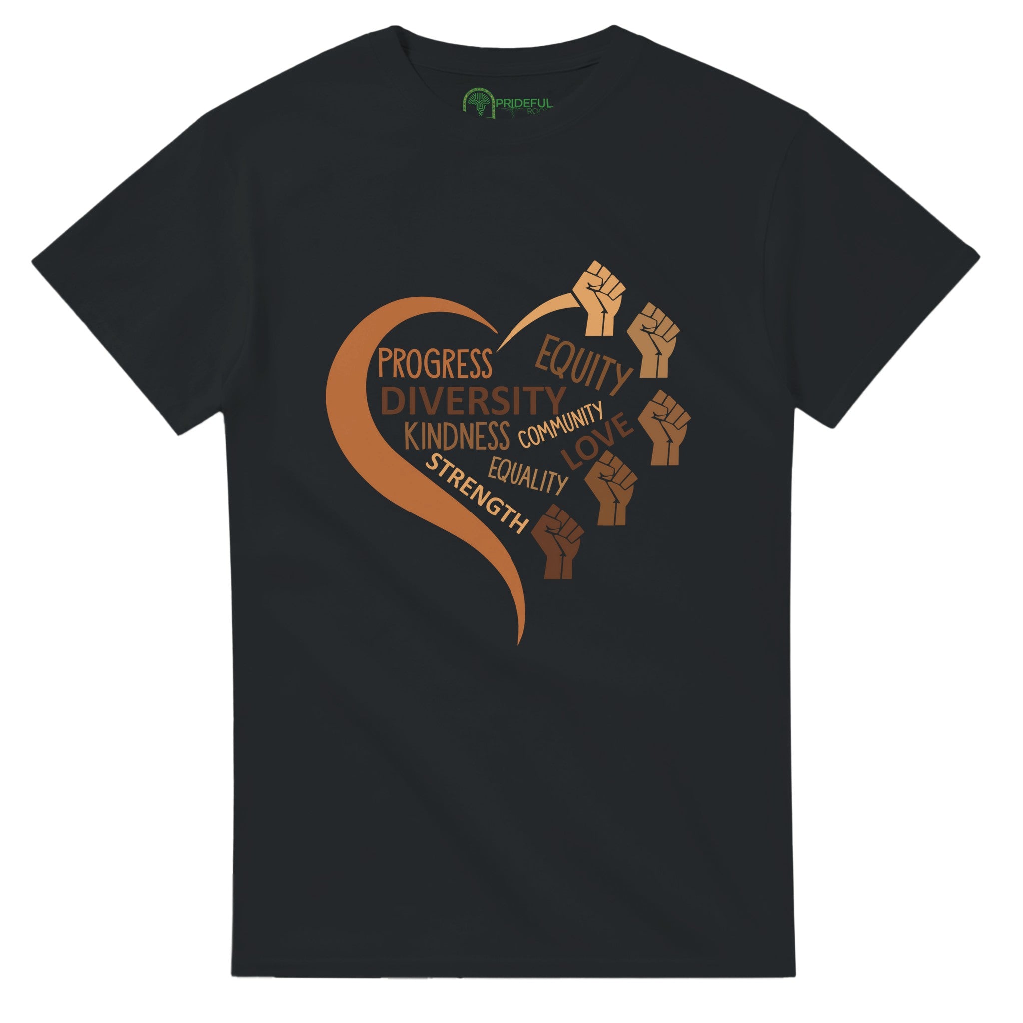 Black Equality Heart T-shirt For Men & Women - Prideful Roots