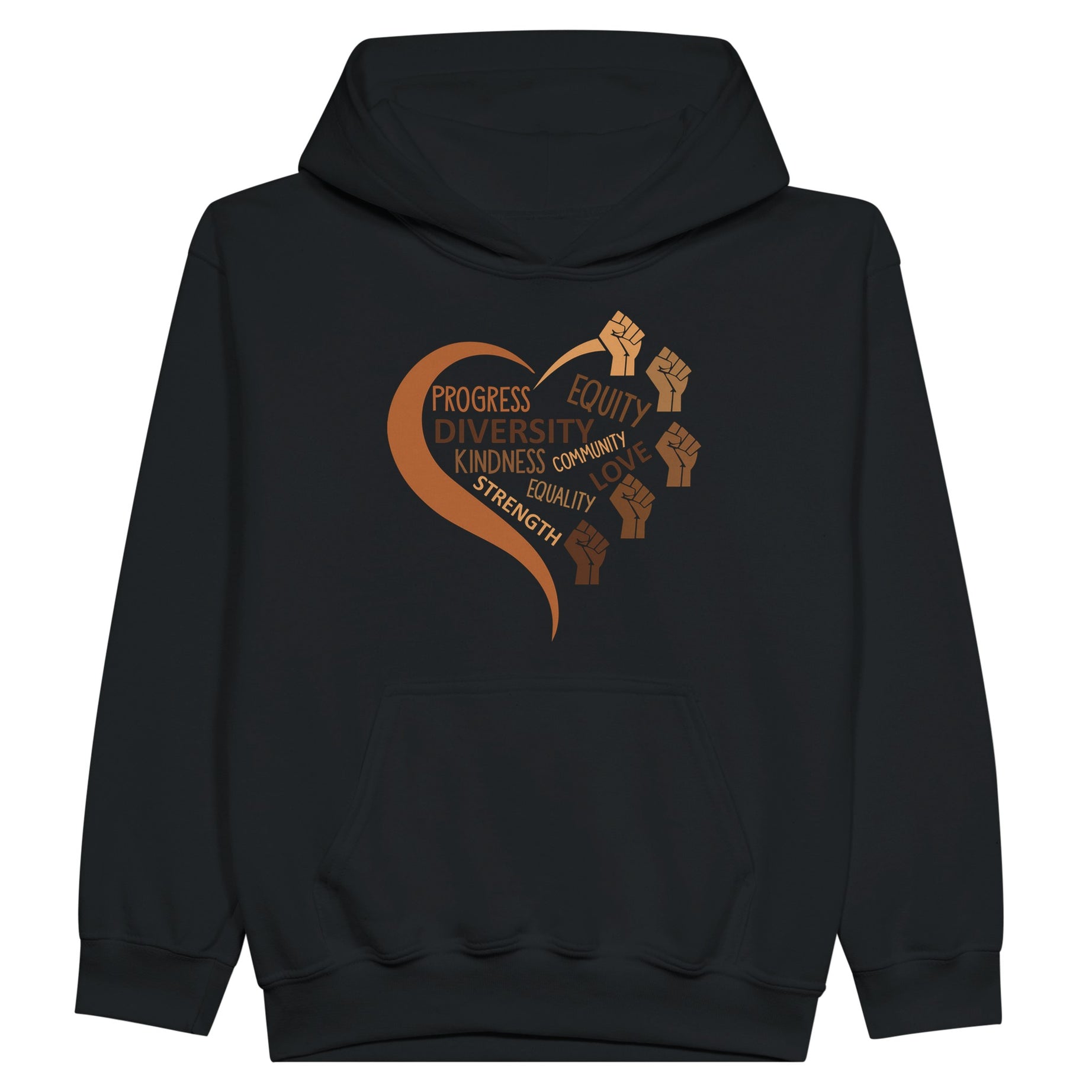 Black Equality Heart Hoodie For Kids - Prideful Roots