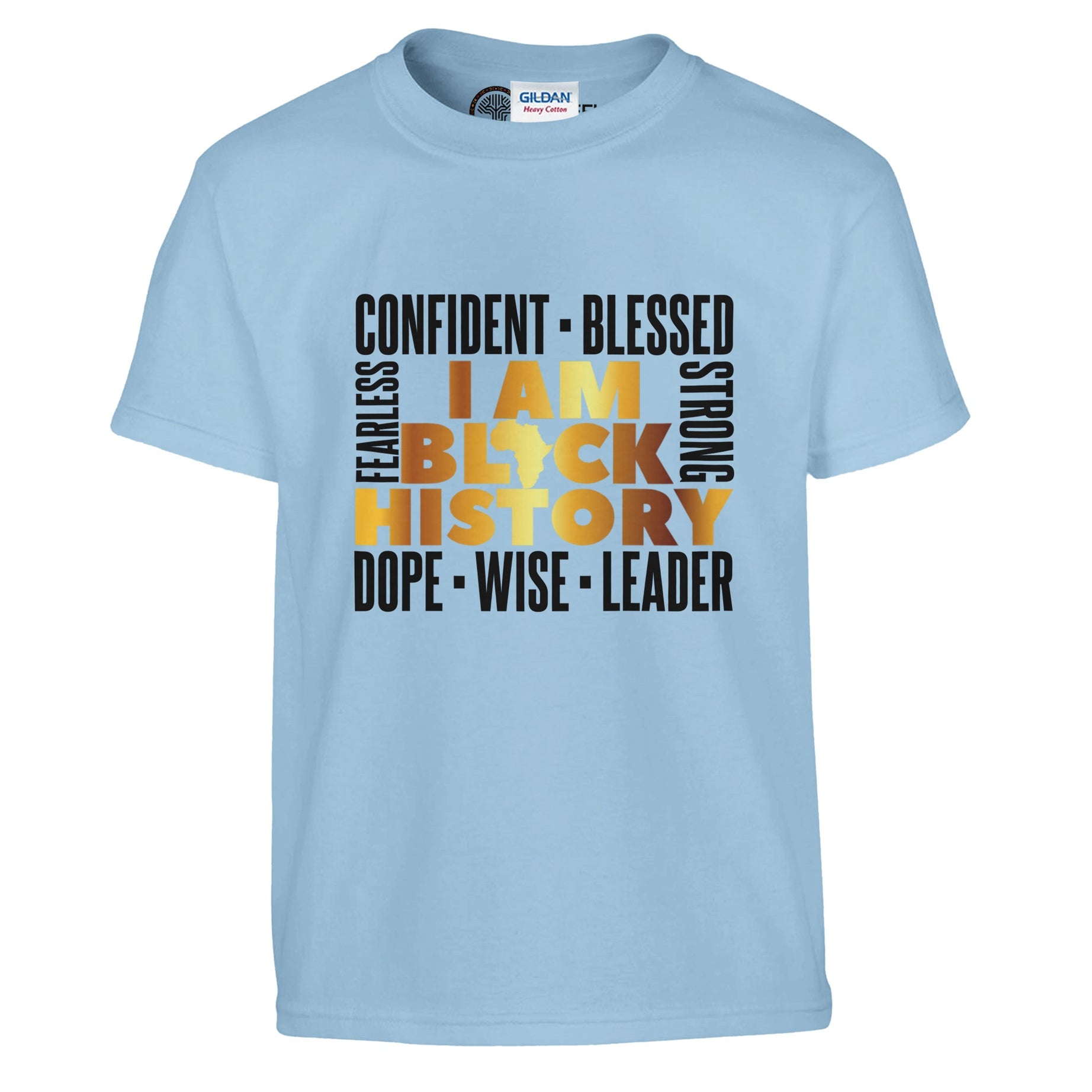 I Am Black History Golden T-shirt For Kids - Prideful Roots
