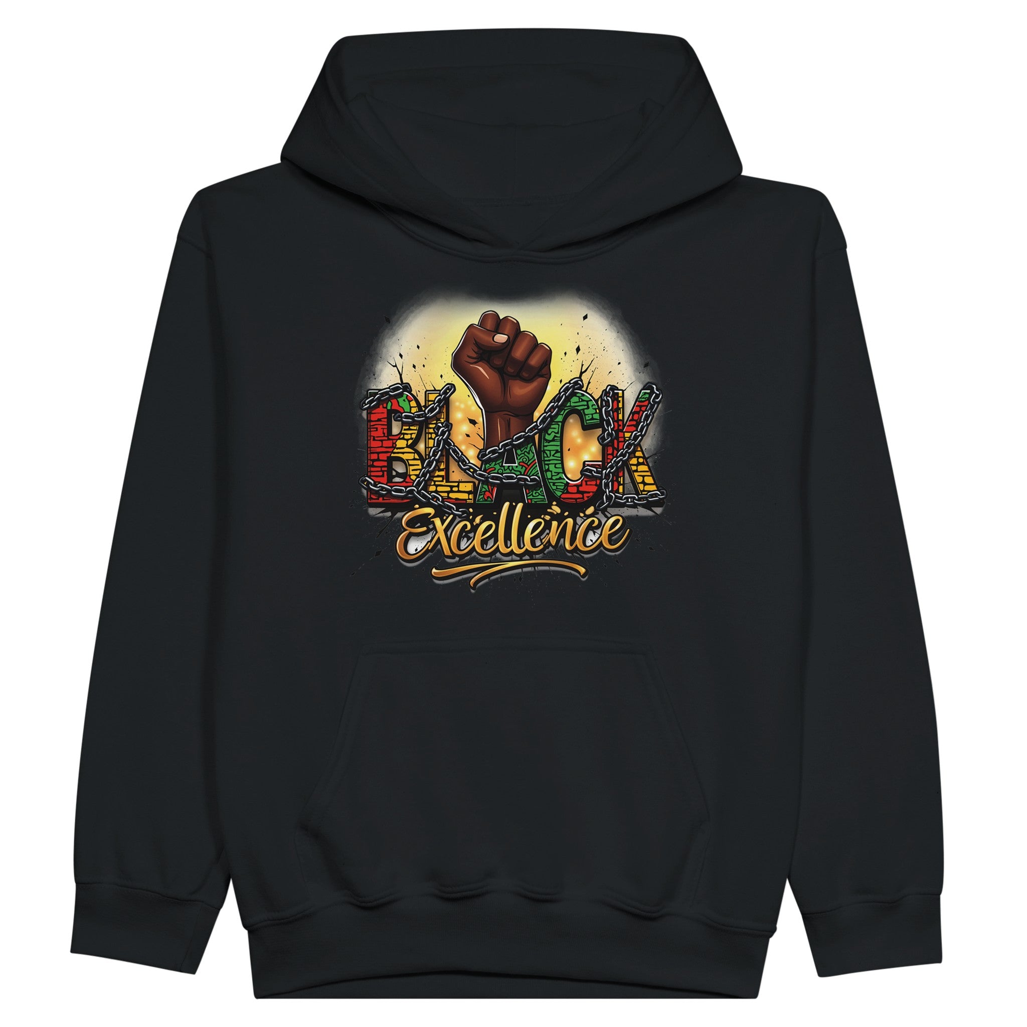 Black Excellence: Breaking Chains | Black History Month Hoodie For Kids - Prideful Roots