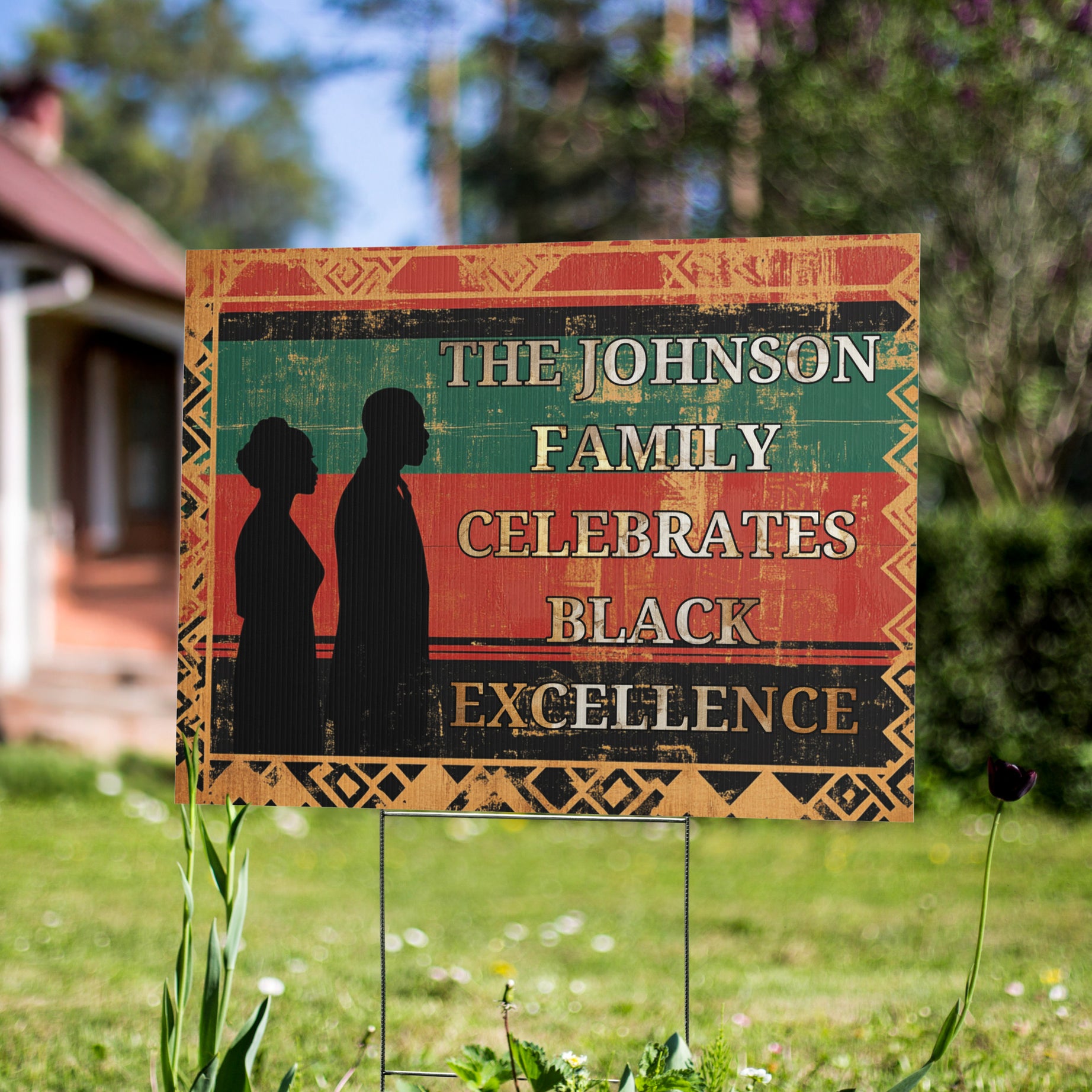 Personalized Black Excellence Yard Sign | Custom Family Name | 24x18" | Made in USA - Prideful Roots