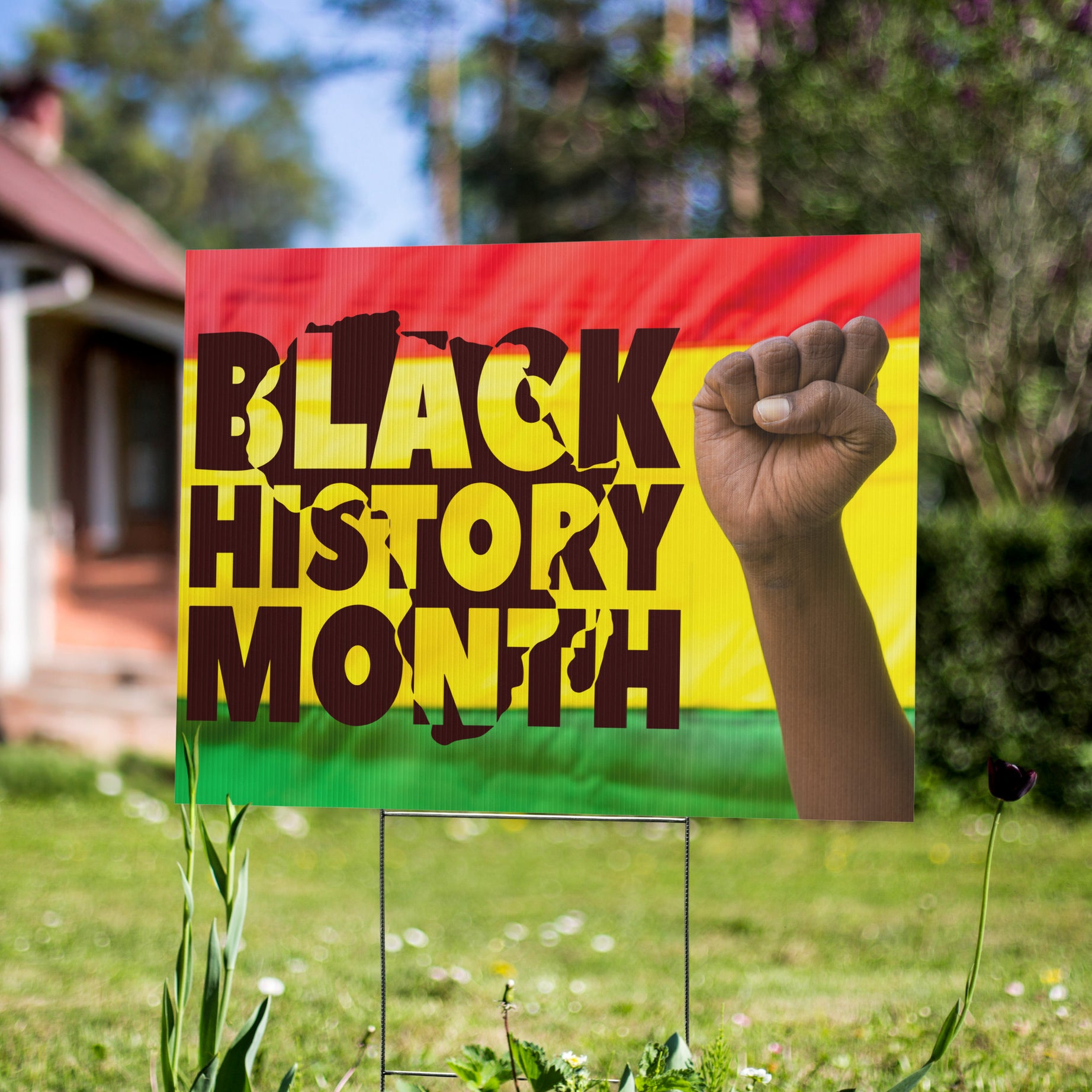 Black History Month Pan-African Yard Sign | 24x18" | Double-Sided | Made in USA - Prideful Roots