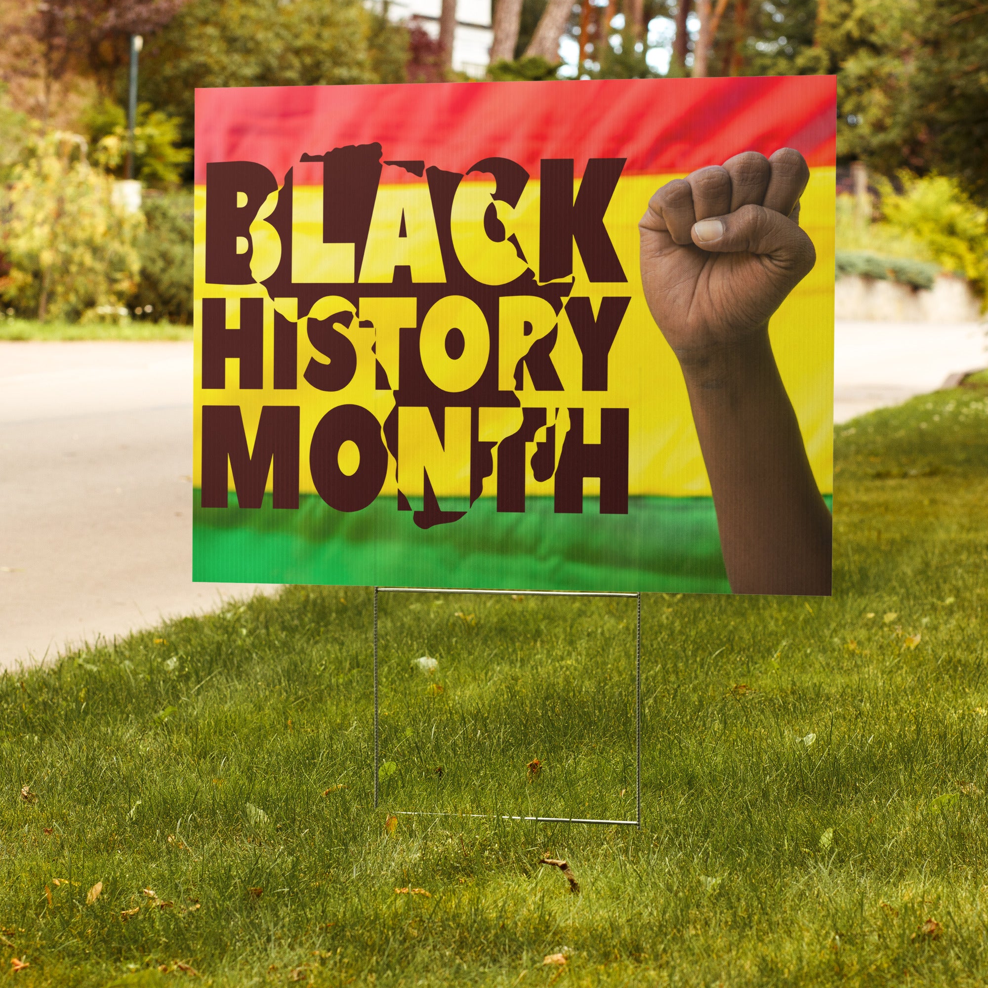 Black History Month Pan-African Yard Sign | 24x18" | Double-Sided | Made in USA - Prideful Roots