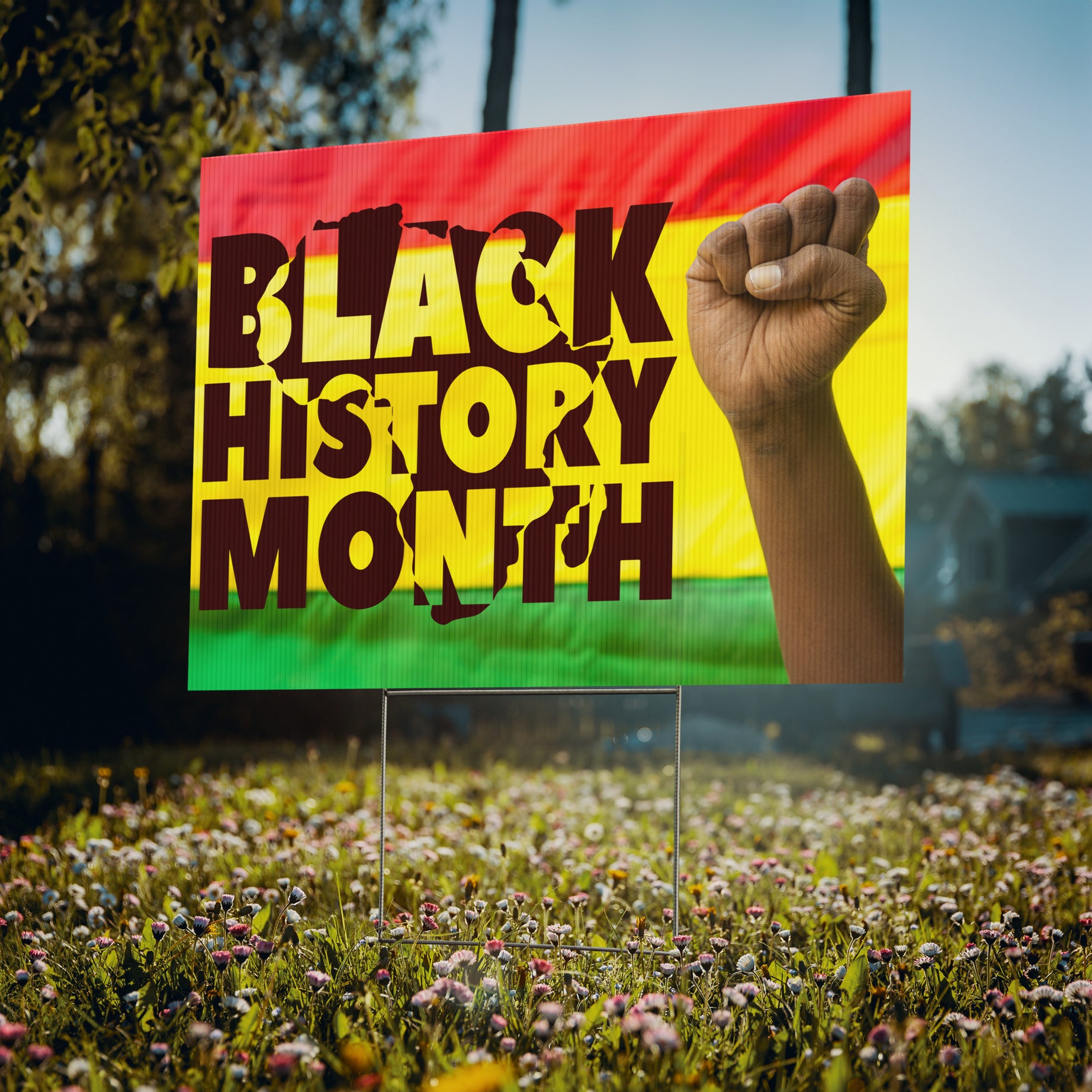 Black History Month Pan-African Yard Sign | 24x18" | Double-Sided | Made in USA - Prideful Roots