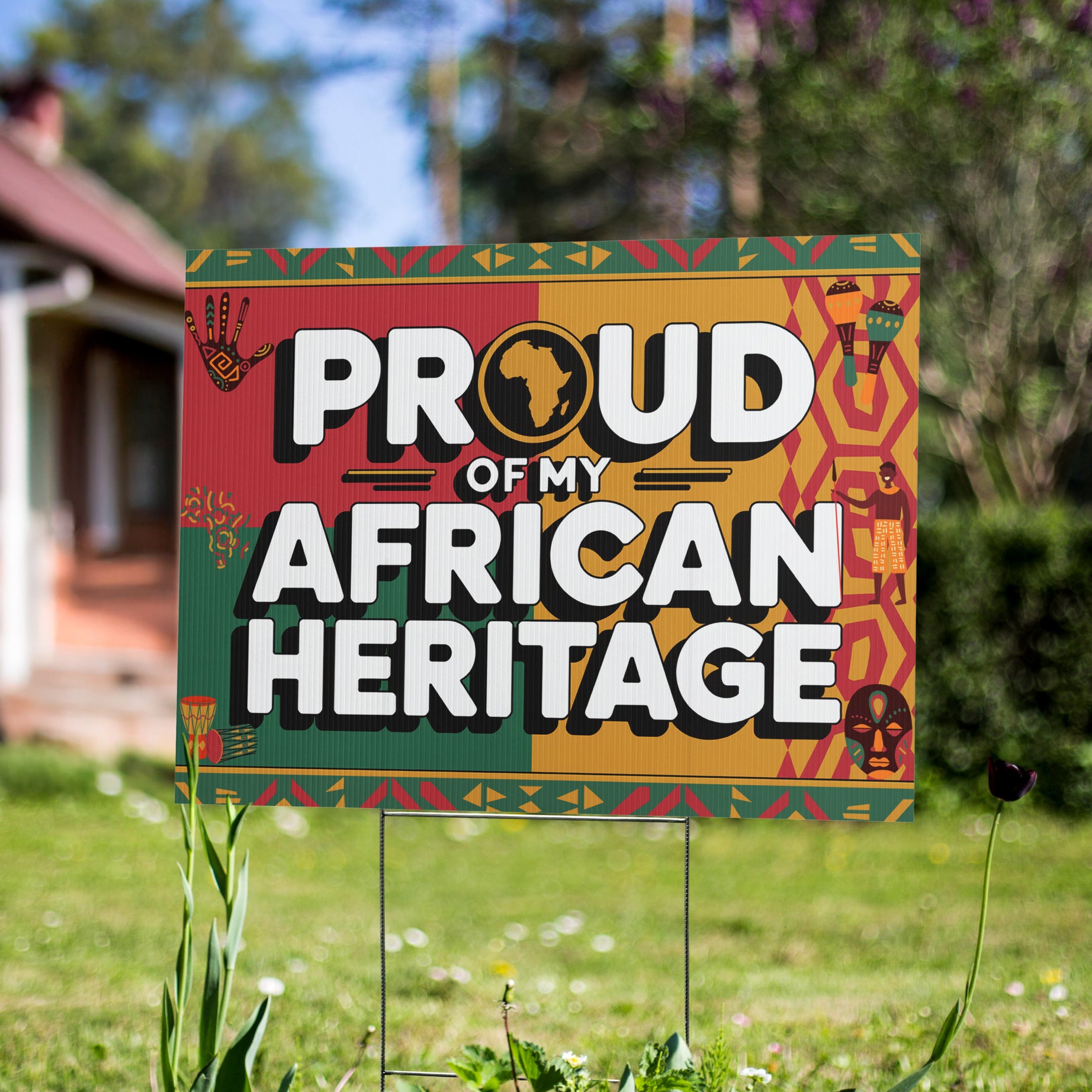 Proud of My African Heritage Yard Sign | 24x18" | Double-Sided | Made in USA - Prideful Roots