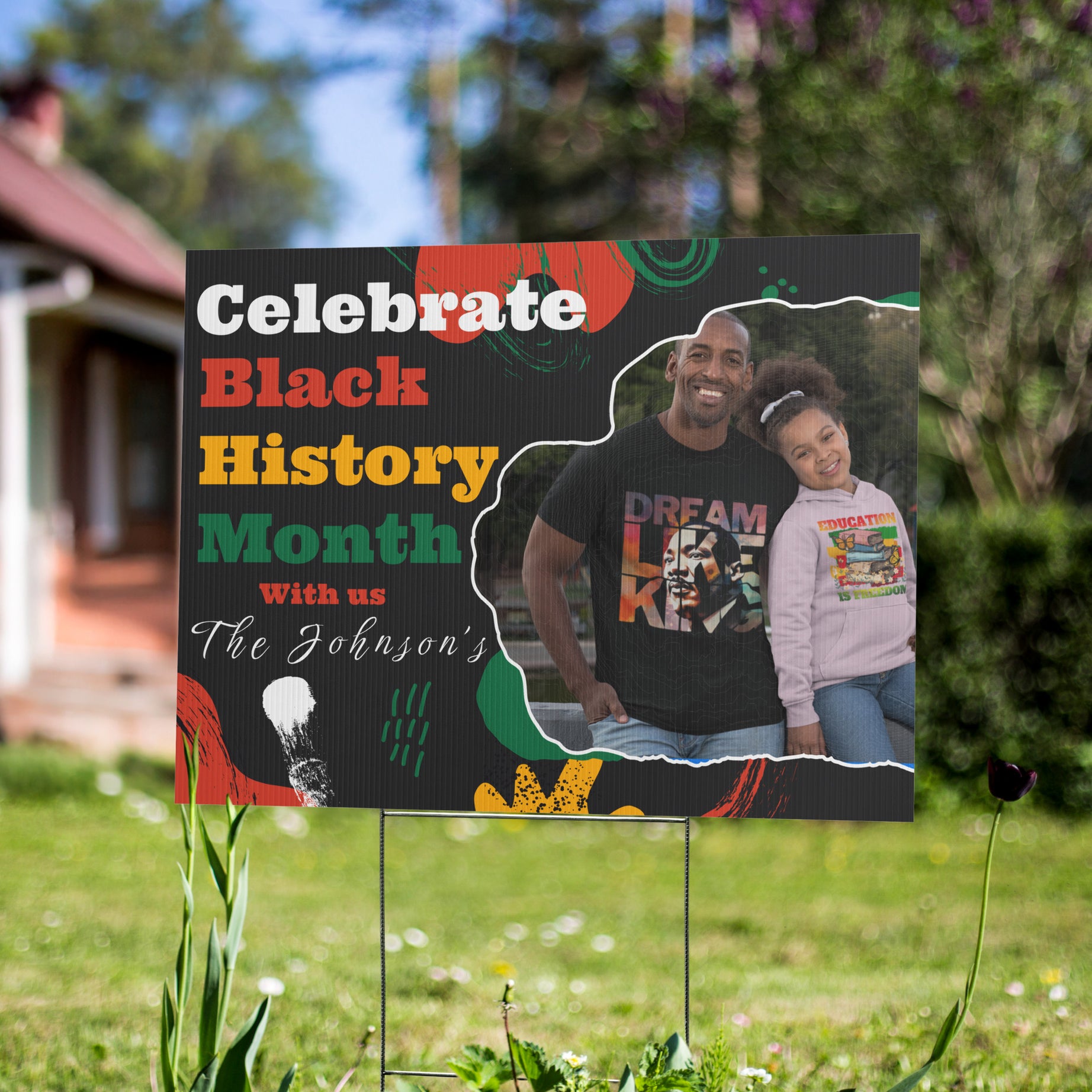 Personalized Black History Month Yard Sign – Custom Family Photo & Name | 24x18" | Made in USA - Prideful Roots