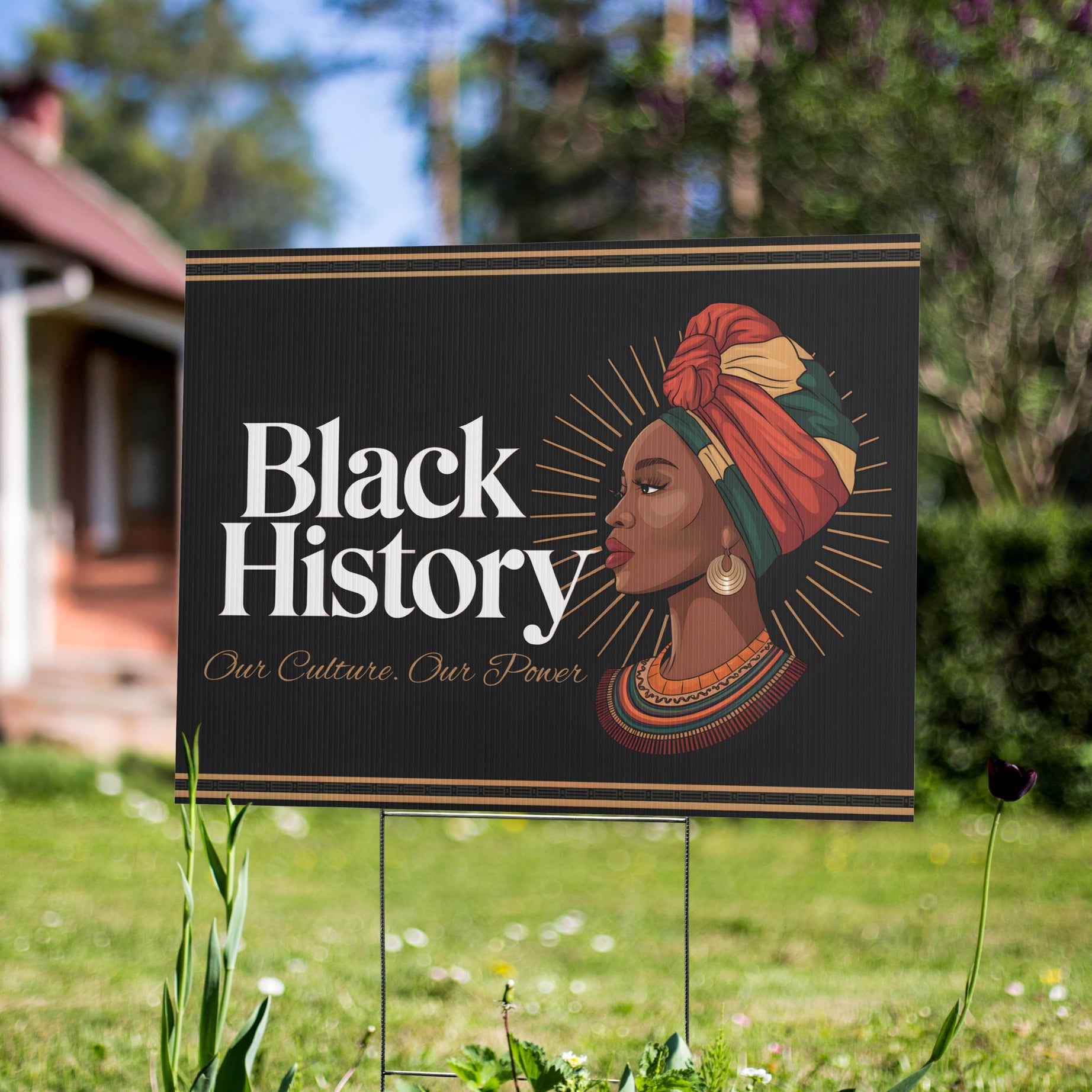 Our Culture. Our Power Black History Month Yard Sign – Custom Family Photo & Name | 24x18" | Made in USA - Prideful Roots